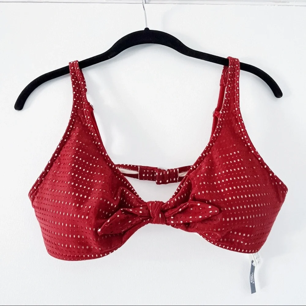NWT Abercrombie & Fitch Red Front Tie Bikini Top with Adjustable Straps - Picture 1 of 6